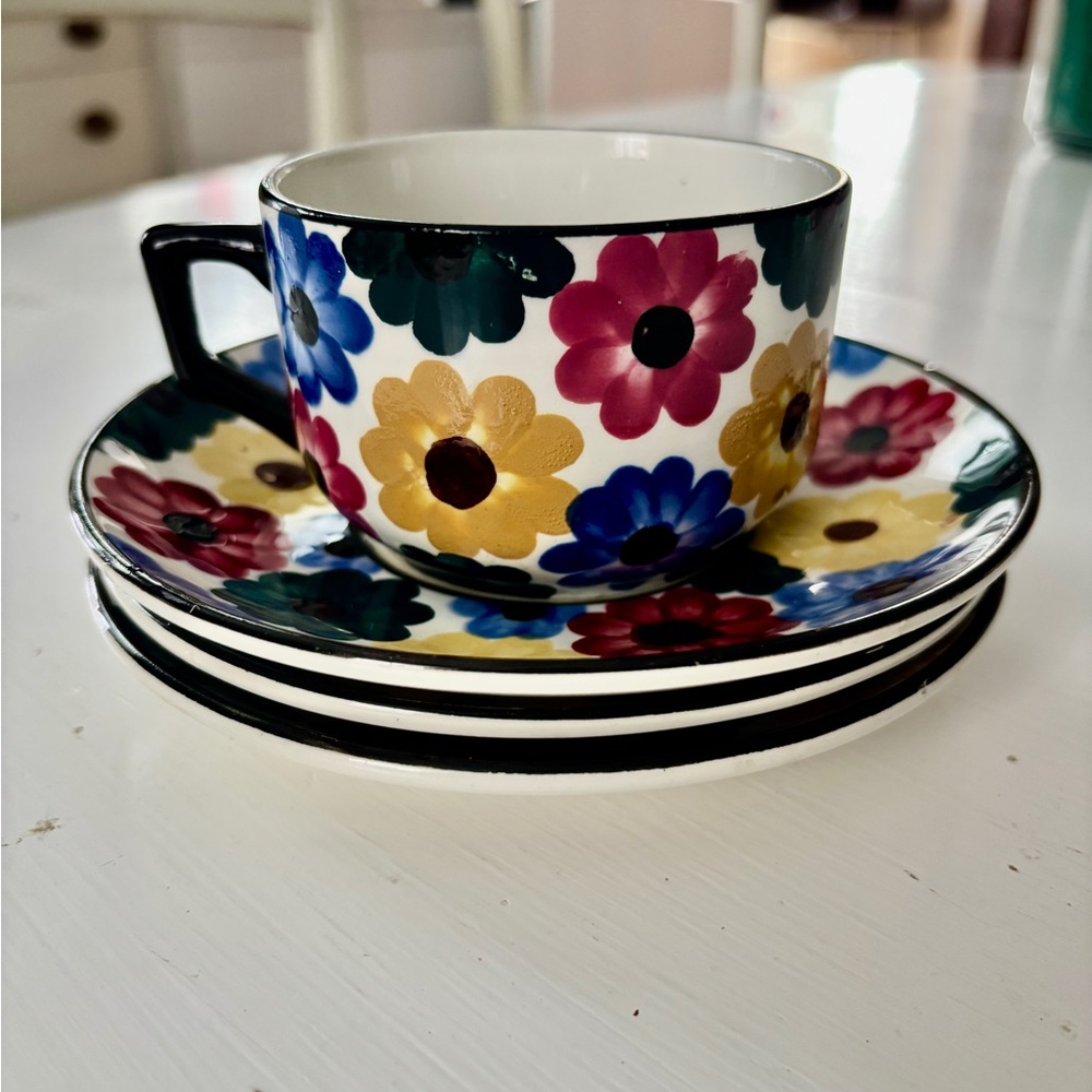 Ges Gesch Vintage German Pottery 1 cup and 3 saucers replacement pieces.